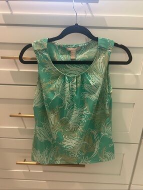 Banana Republic Teal Green Printed Sleeveless Camisole